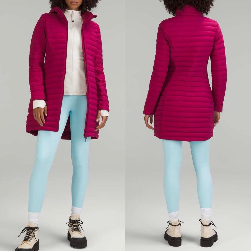 Lululemon Pack It Down Long Jacket Pomegranate Womens 10 700 Down Fill